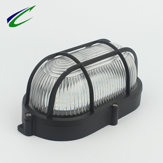 IP65 9W black LED Bulkhead Lamp 4000K glass cover PC base